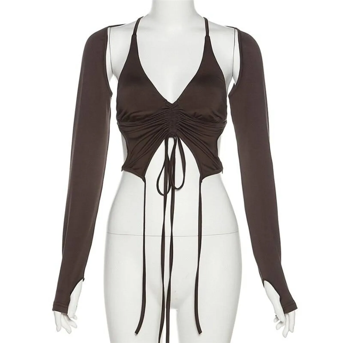 Backless Long Sleeve Crop Tops - Image 7
