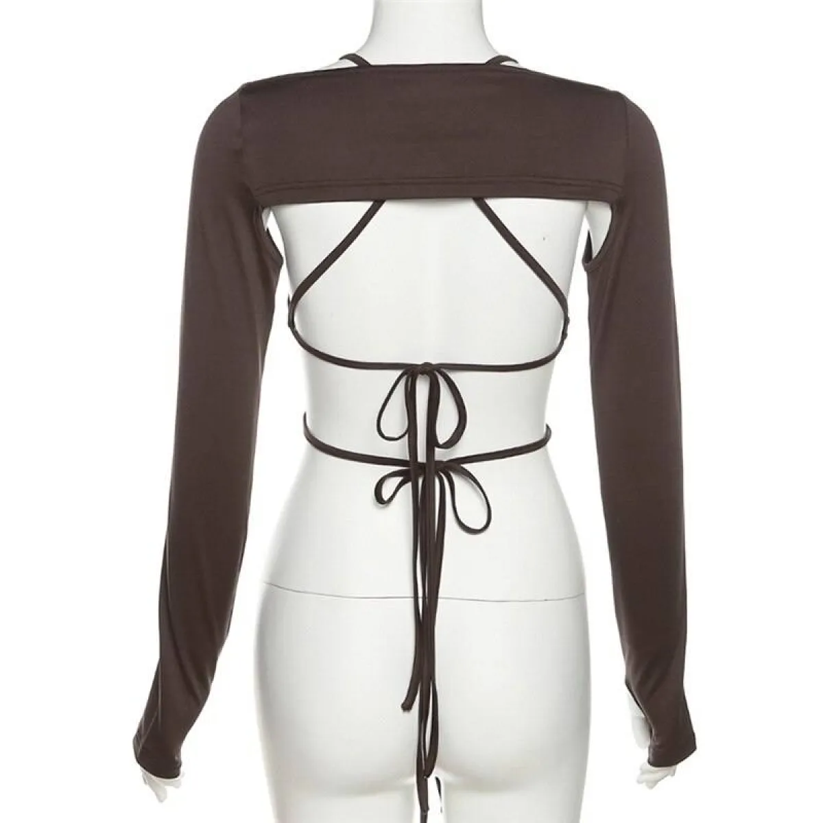 Backless Long Sleeve Crop Tops - Image 9