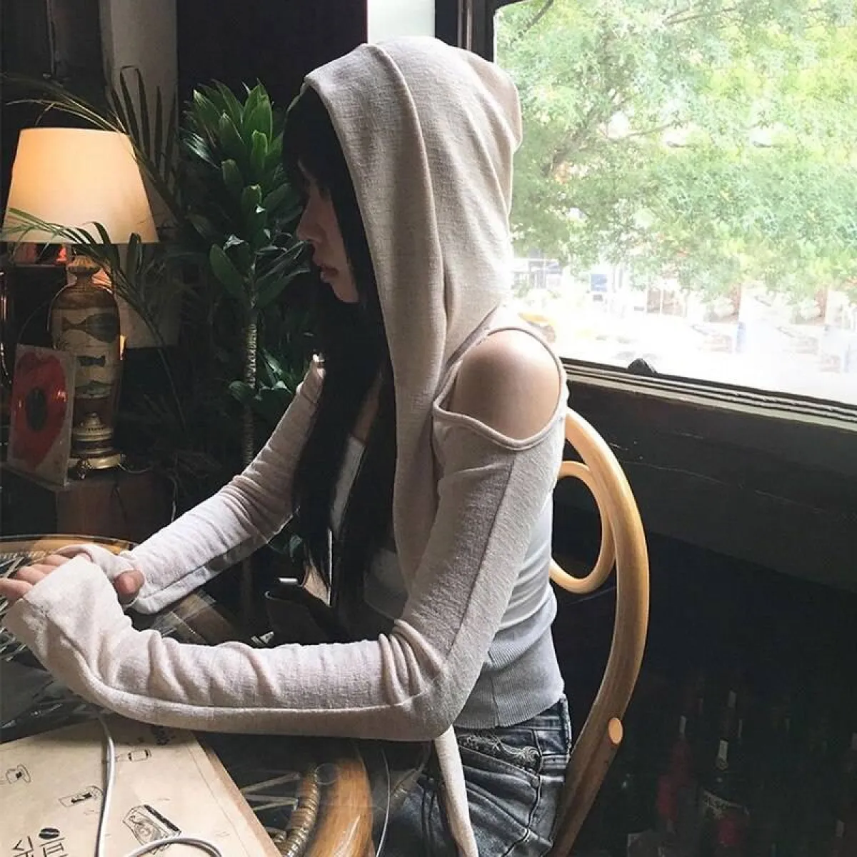 Hooded Long Sleeve Crop Top - Image 20