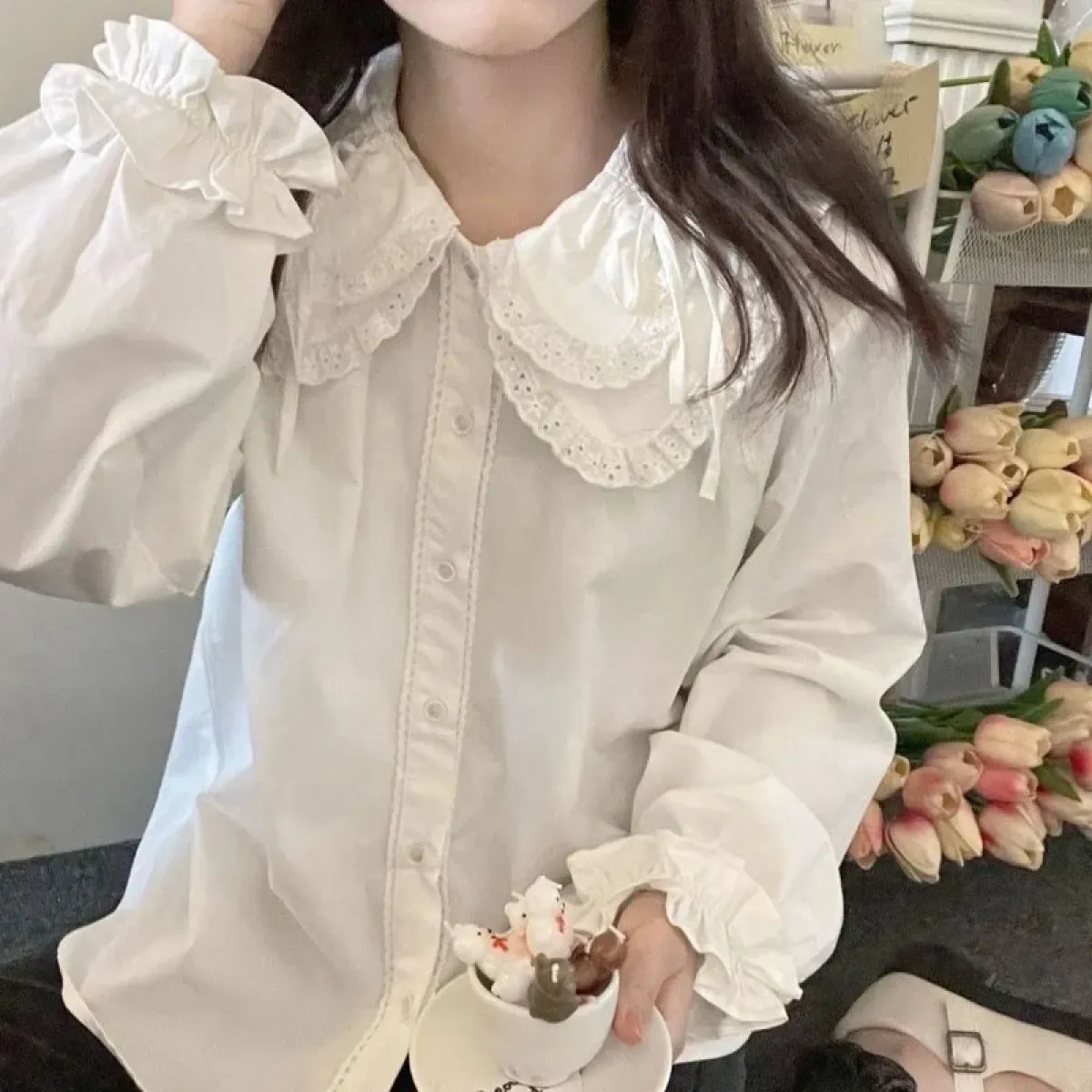 Kawaii Lolita Ruffle Knit Sweater Vest - Japanese Bow Cardigan - Image 3