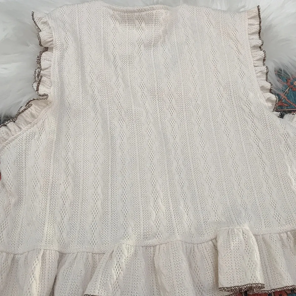 Kawaii Lolita Ruffle Knit Sweater Vest - Japanese Bow Cardigan - Image 8
