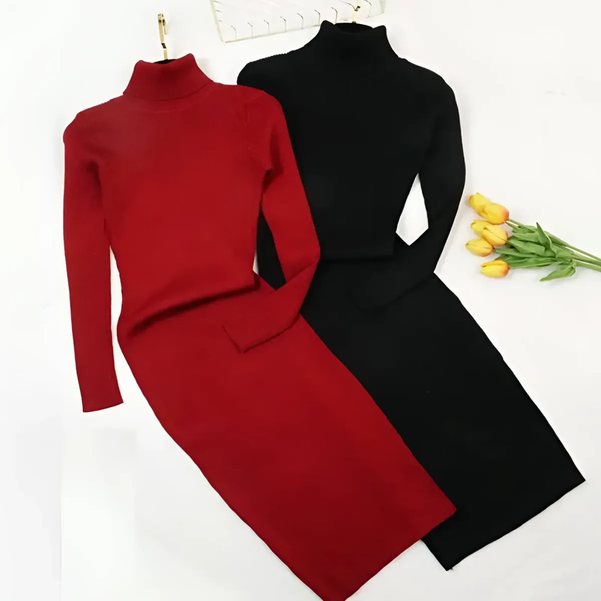 Knitted Turtleneck Dress - Image 6