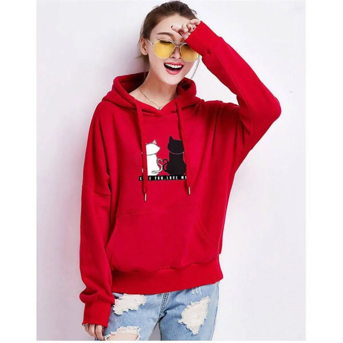 Love You. Love Me! Cat Hoodie - Image 10