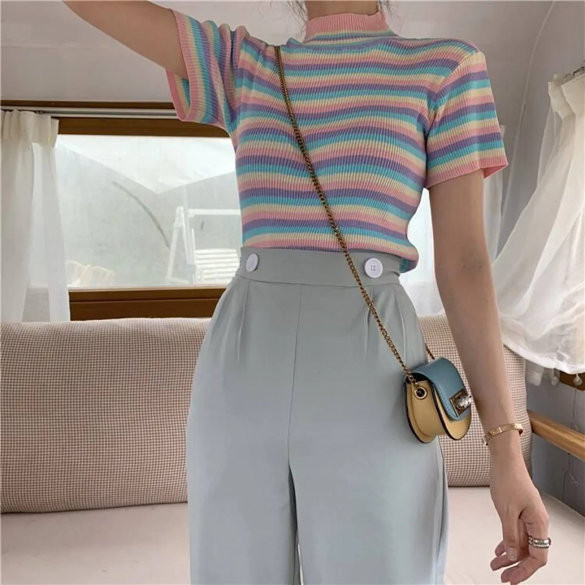 Pastel Striped Crop Top - Image 12