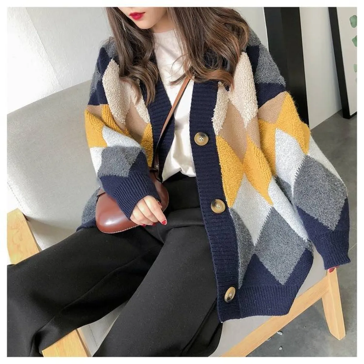Plaid V-Neck Cardigan - Image 13