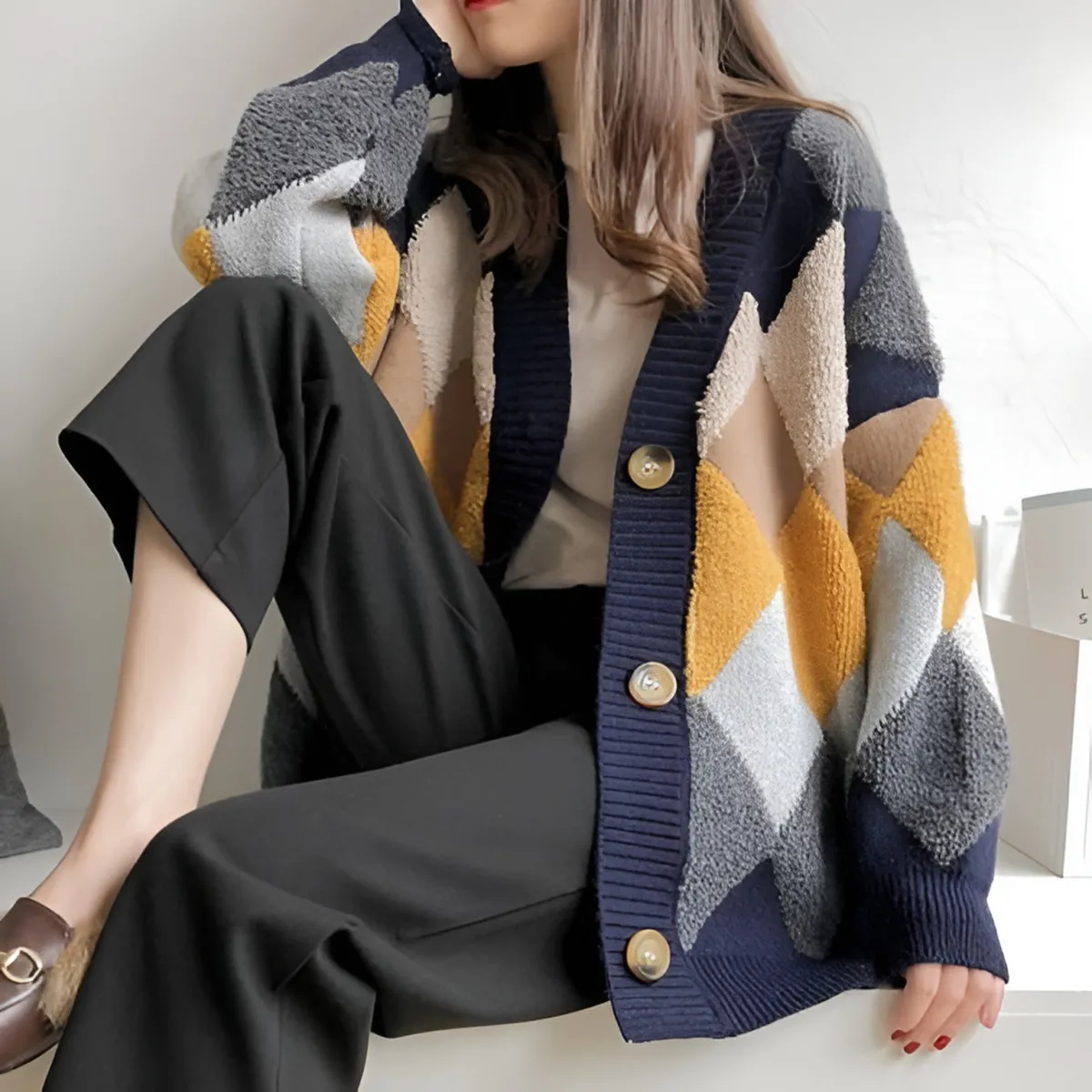 Plaid V-Neck Cardigan - Image 16