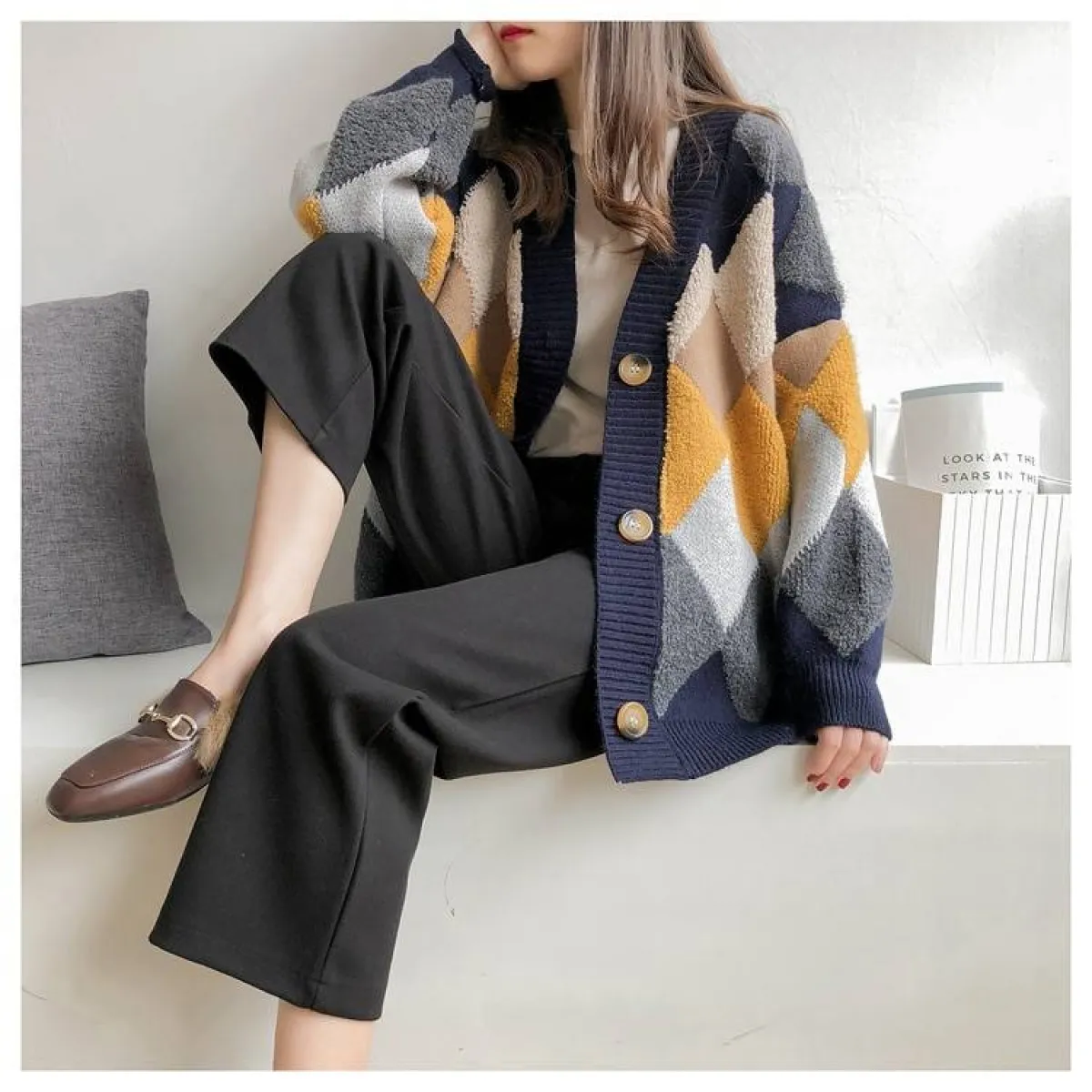 Plaid V-Neck Cardigan - Image 6