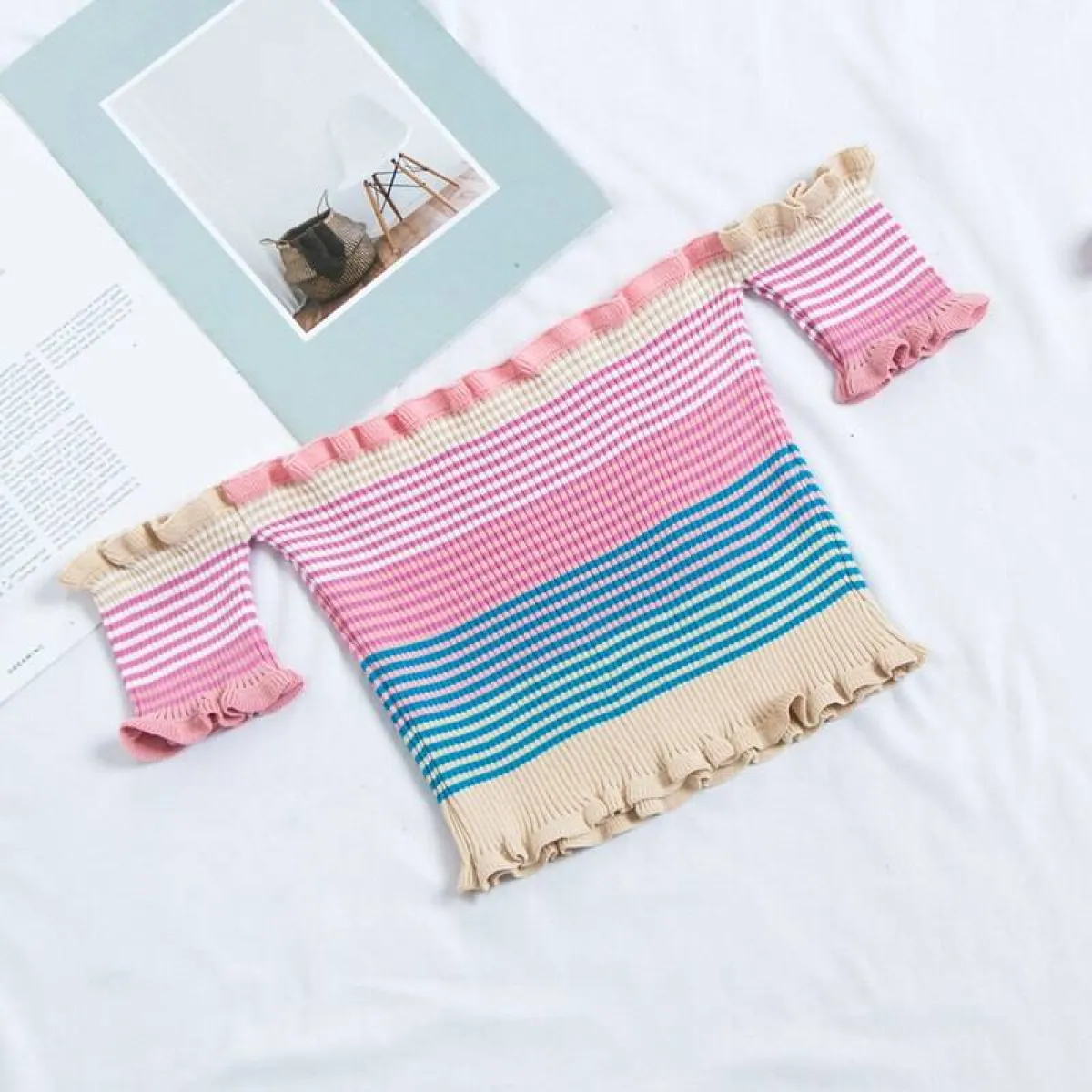 Rainbow Striped Crop Top - Image 11