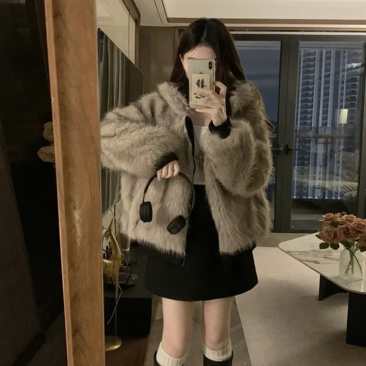 Reversible Faux Mink Fur Hooded Winter Jacket - Image 3