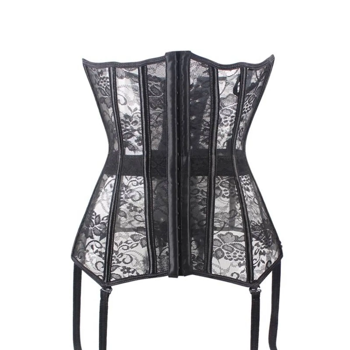 Sexy Sheer Corset Bustier With Garters - Image 3