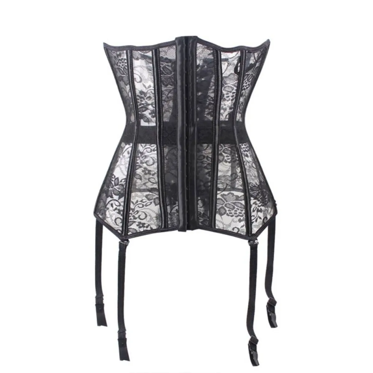Sexy Sheer Corset Bustier With Garters - Image 5