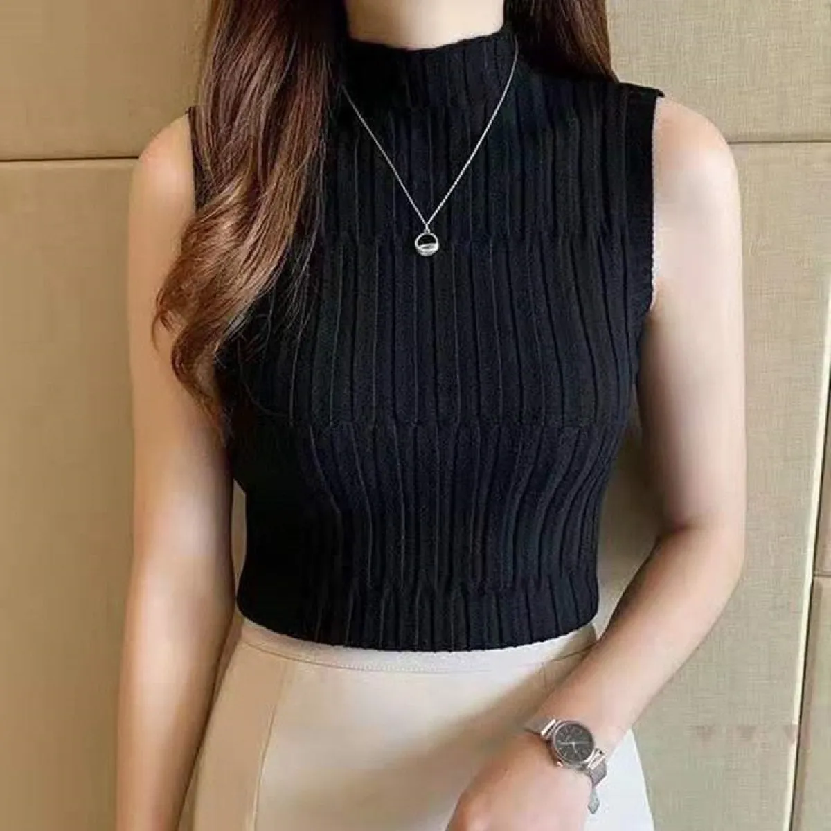 Solid Knitted Vest Tank Tops - Image 4